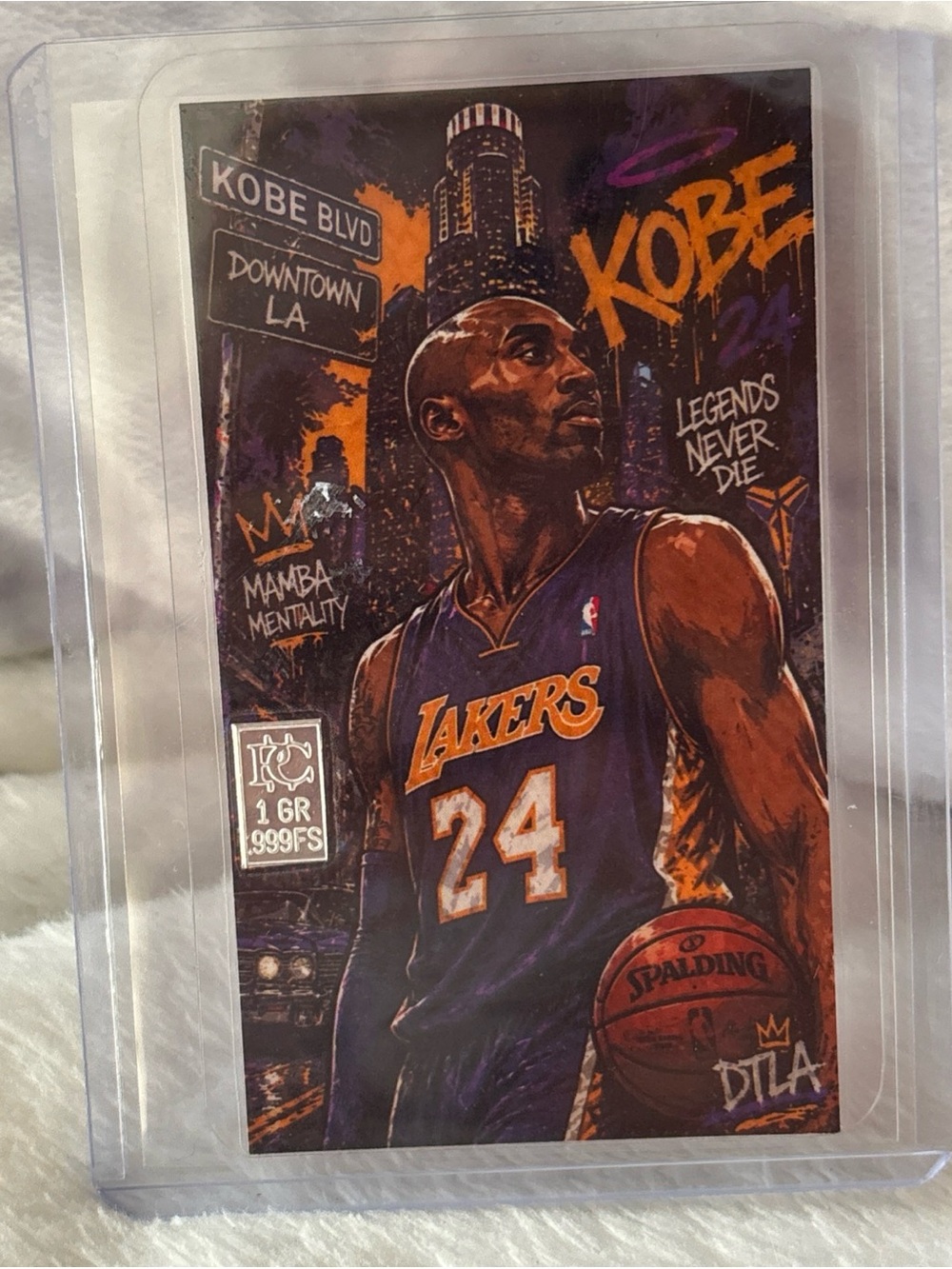 Kobe Bryant #24 Lakers 1 Grain .999 Fine Silver Fan Art Collectors Card Rare